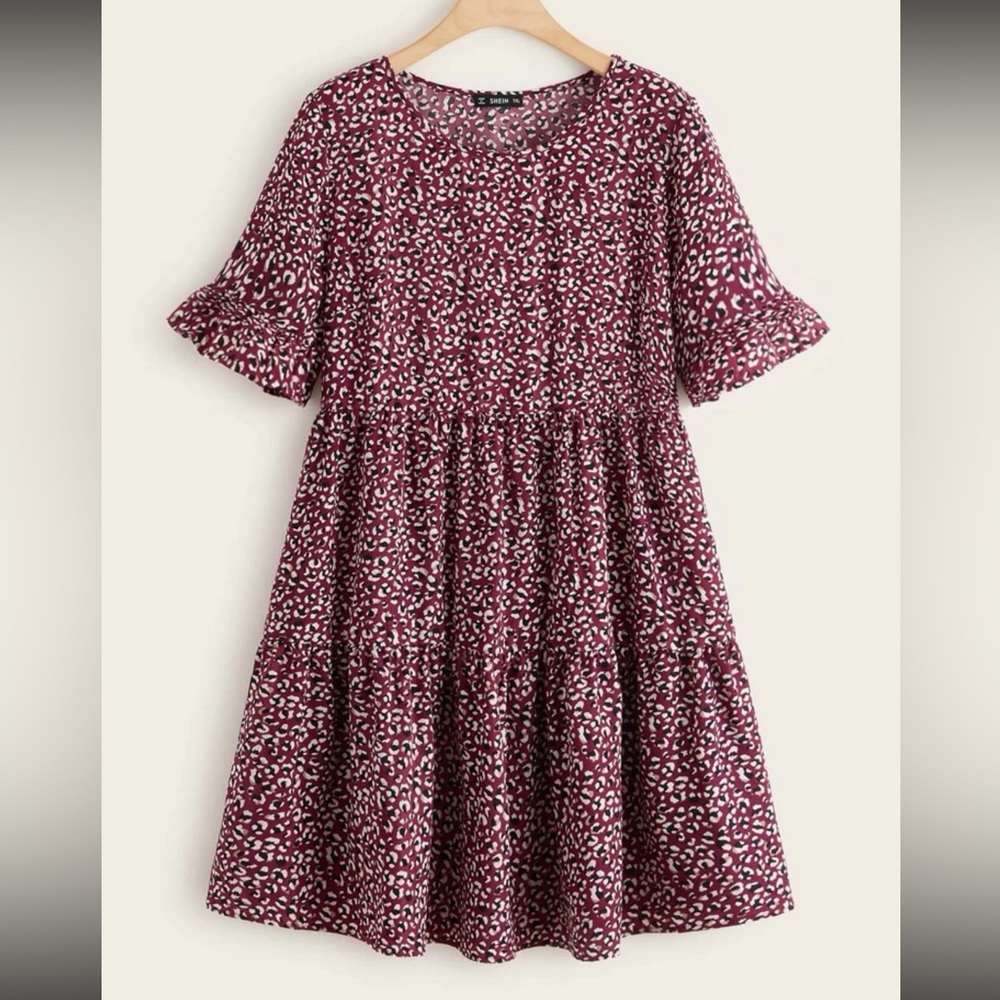 Plus Size Patterned Smock Dress